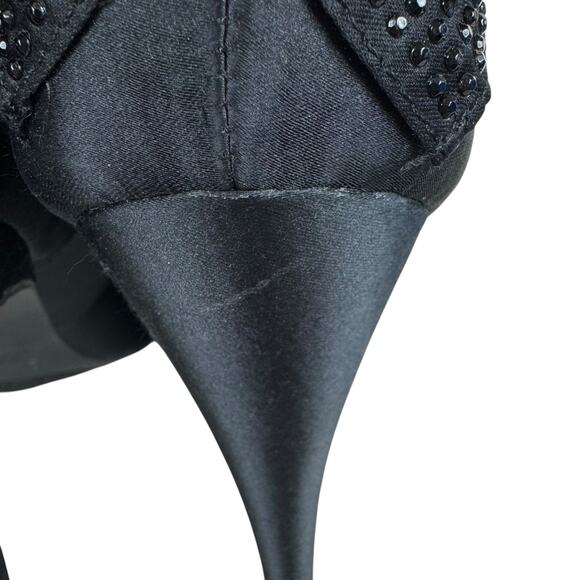 Rampage Normina Black Satin Studded Bow Stilleto Heels Women's Size 10 - Picture 5 of 8